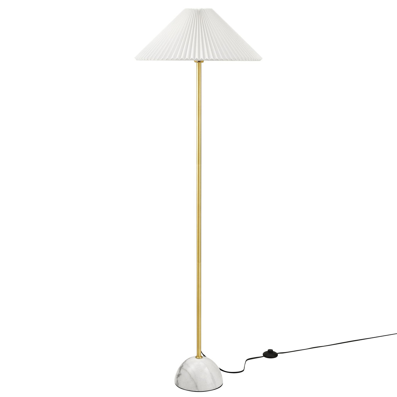 Miyah Marble Floor Lamp, Brass