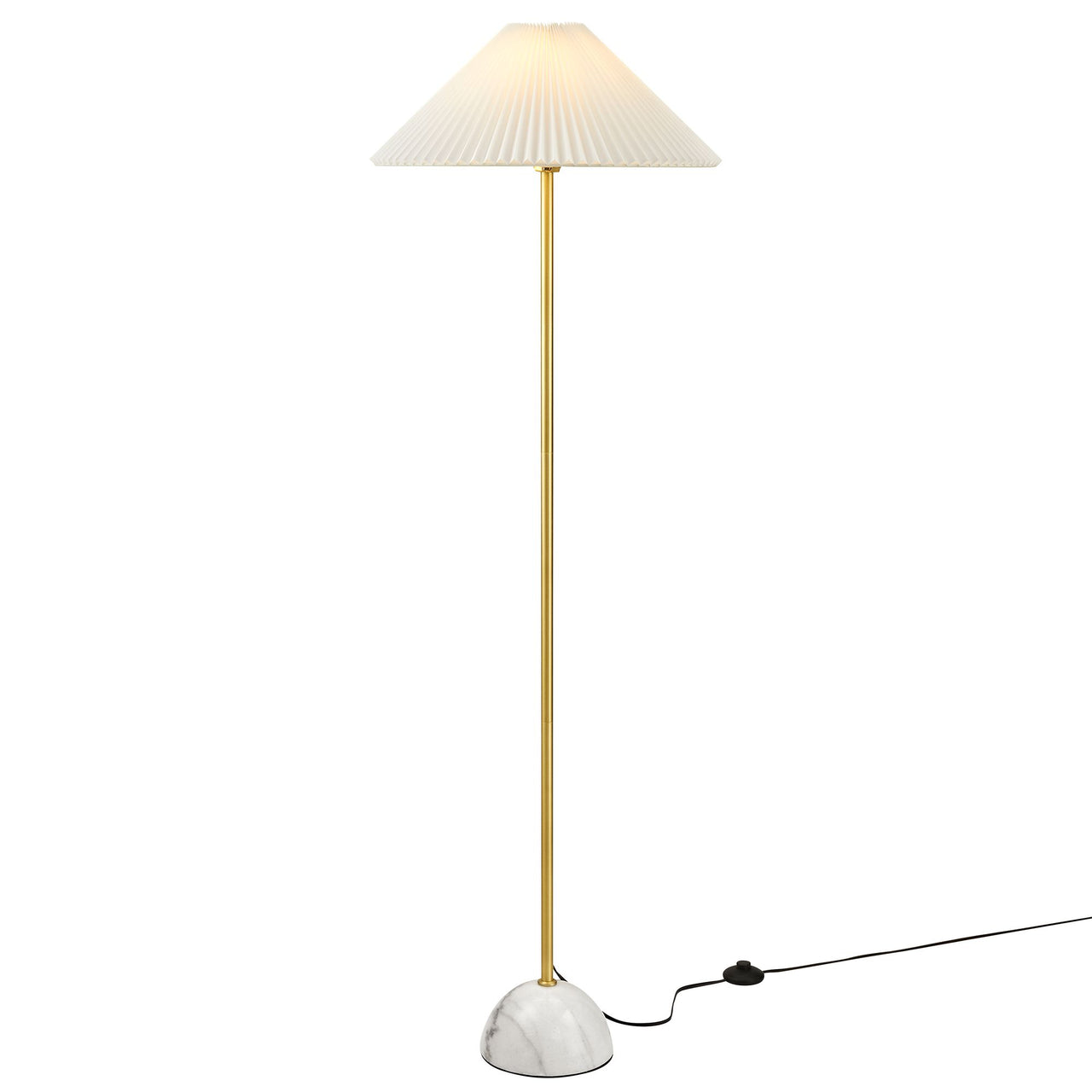 Miyah Marble Floor Lamp, Brass