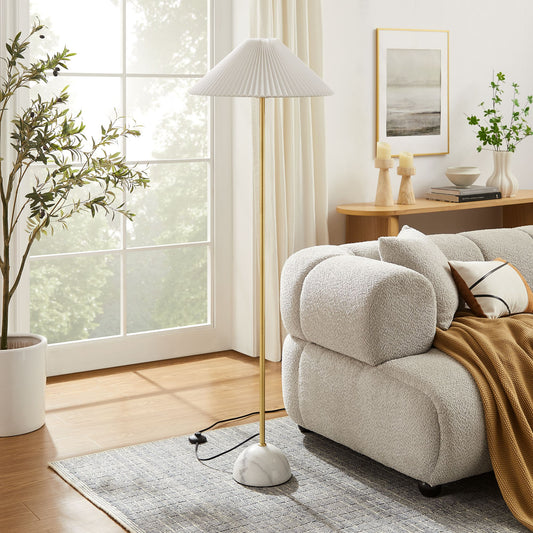 Miyah Marble Floor Lamp, Brass