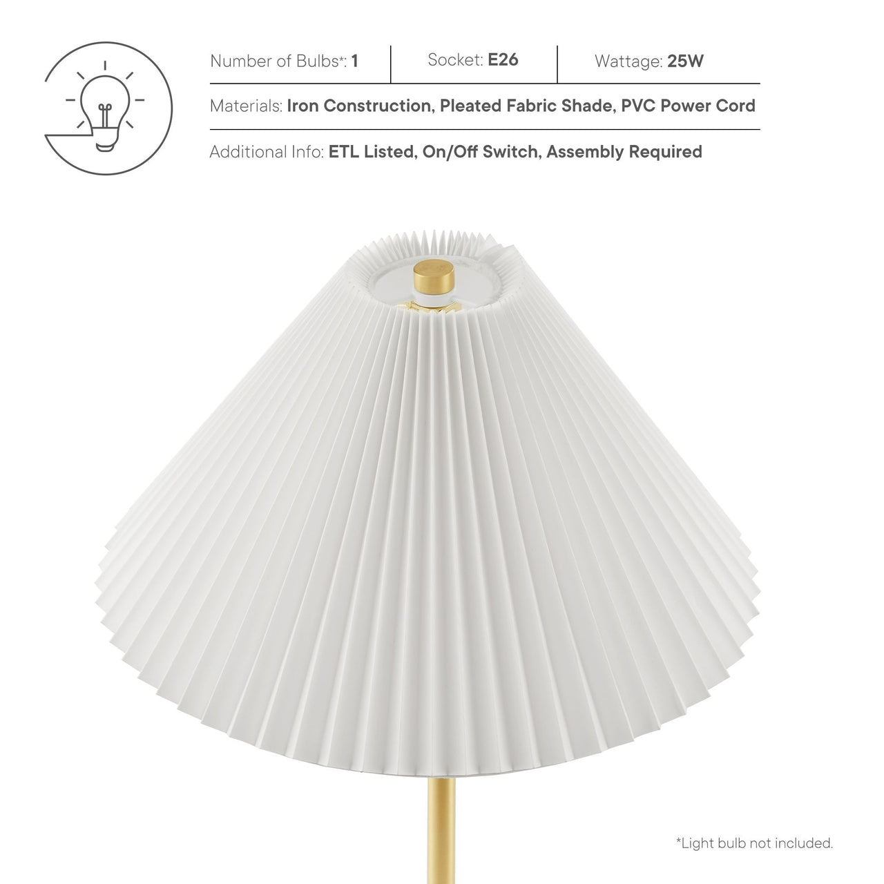 Miyah Marble Floor Lamp, Brass