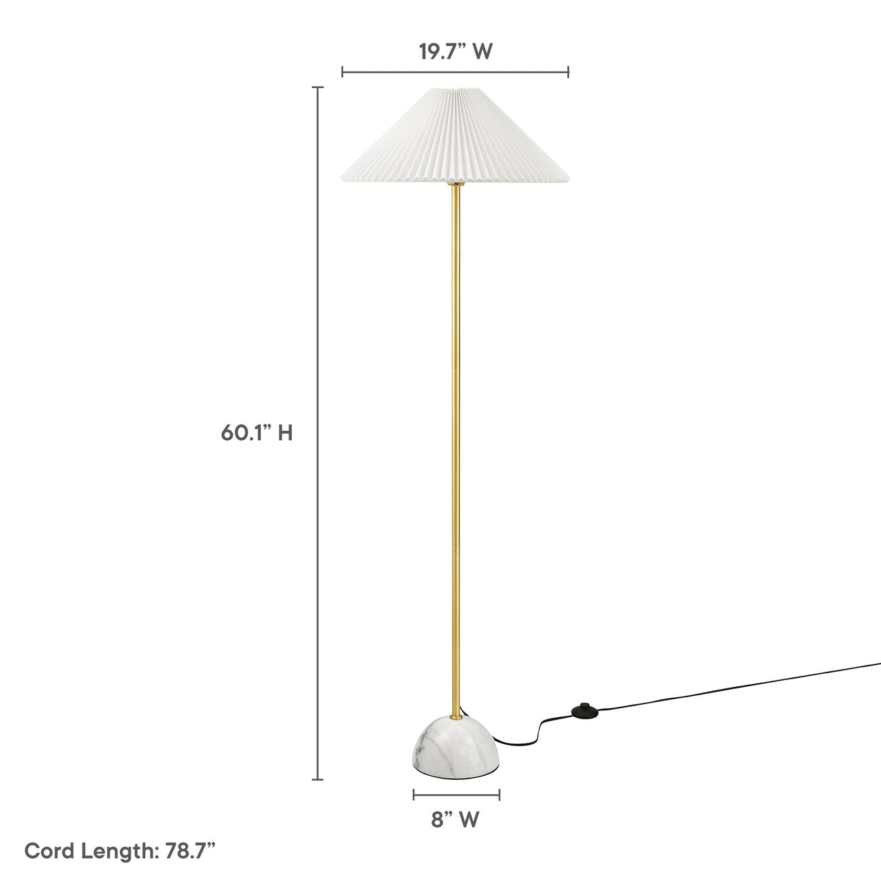 Miyah Marble Floor Lamp, Brass