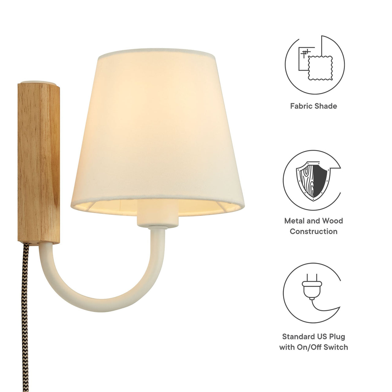 Rayleigh Wall Sconce, Natural Wood & White