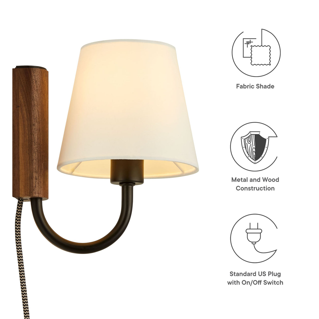 Rayleigh Wall Sconce, Walnut & Black