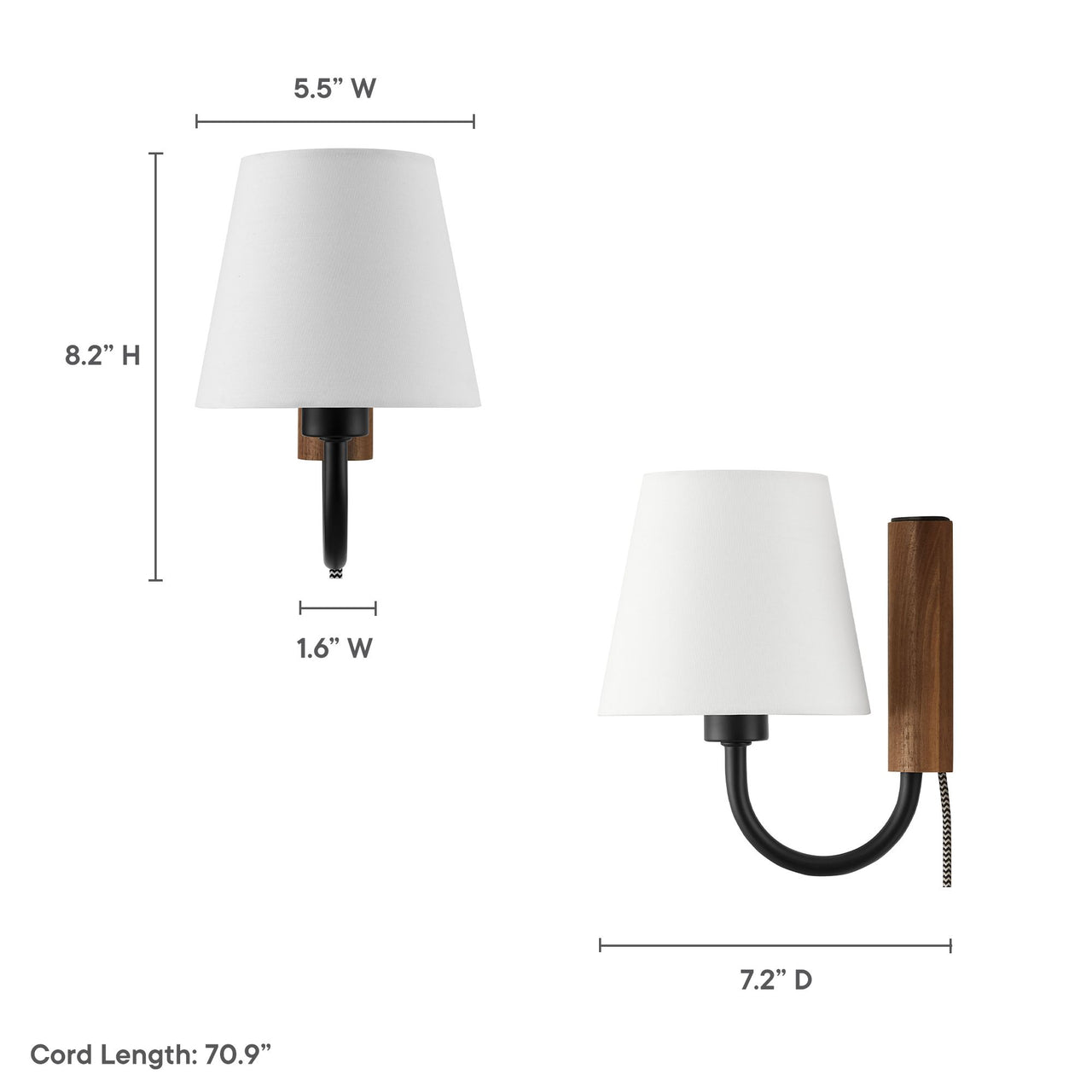 Rayleigh Wall Sconce, Walnut & Black
