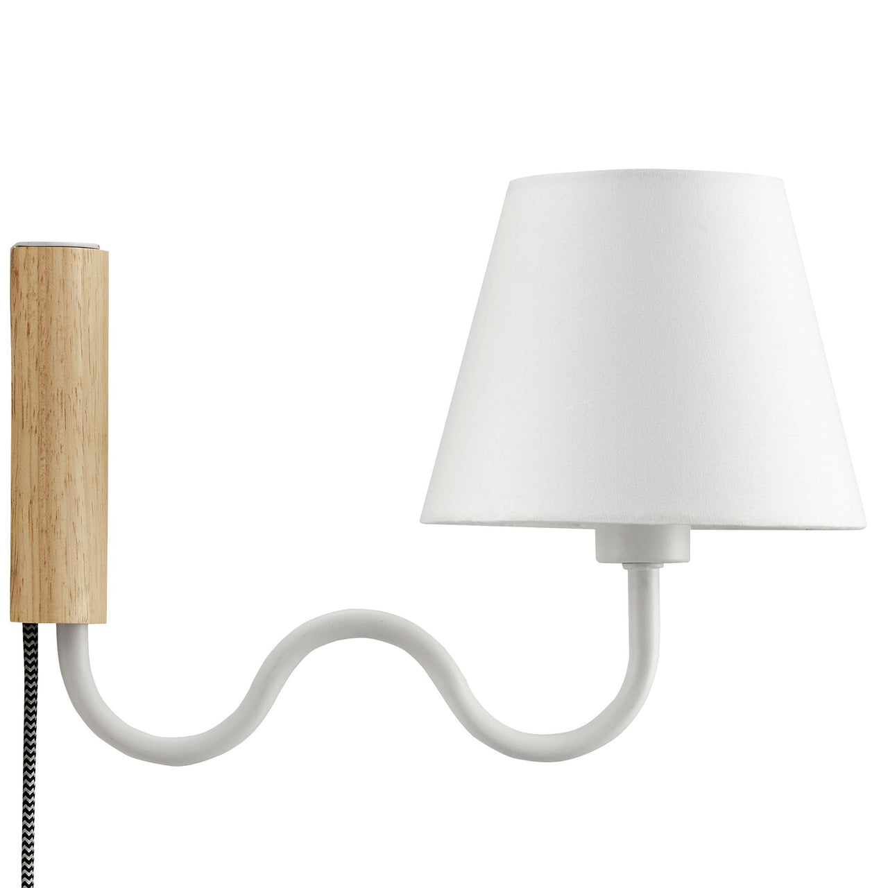 Rayleigh Elongated Wall Sconce, Natural Wood & White