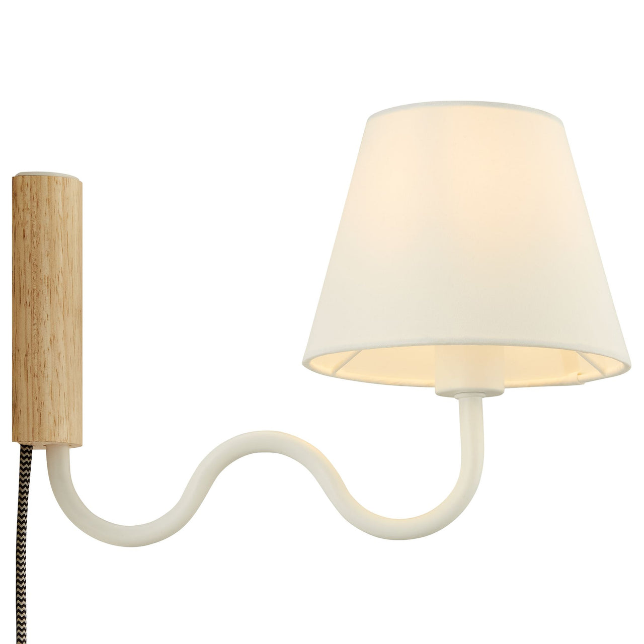 Rayleigh Elongated Wall Sconce, Natural Wood & White