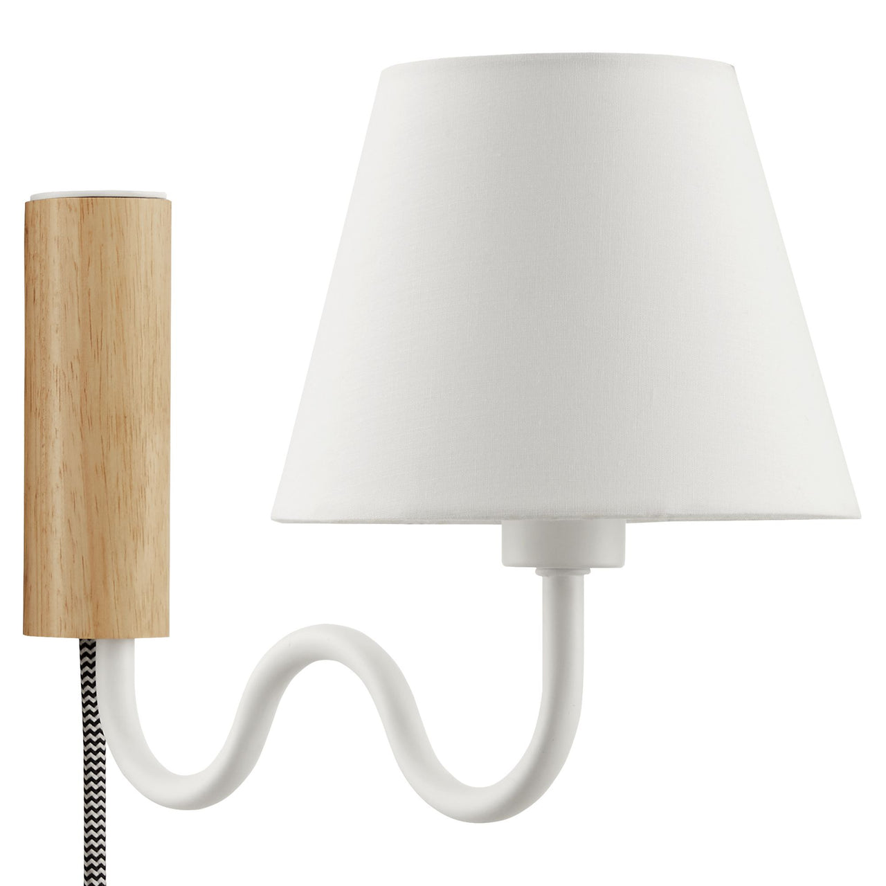 Rayleigh Elongated Wall Sconce, Natural Wood & White