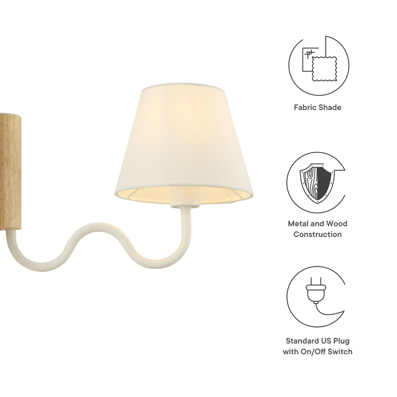 Rayleigh Elongated Wall Sconce, Natural Wood & White
