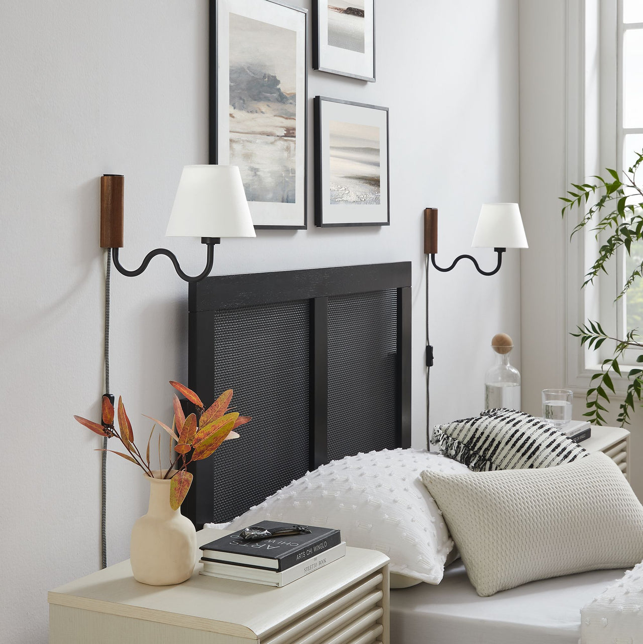 Rayleigh Elongated Wall Sconce, Walnut & Black