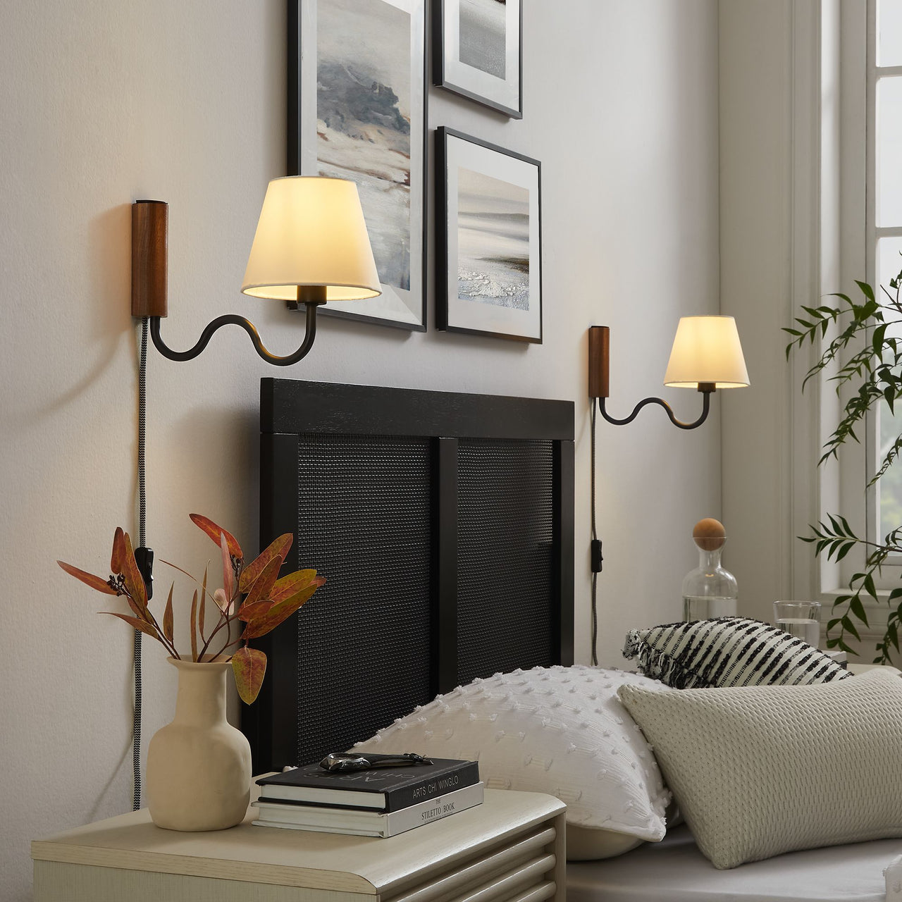 Rayleigh Elongated Wall Sconce, Walnut & Black