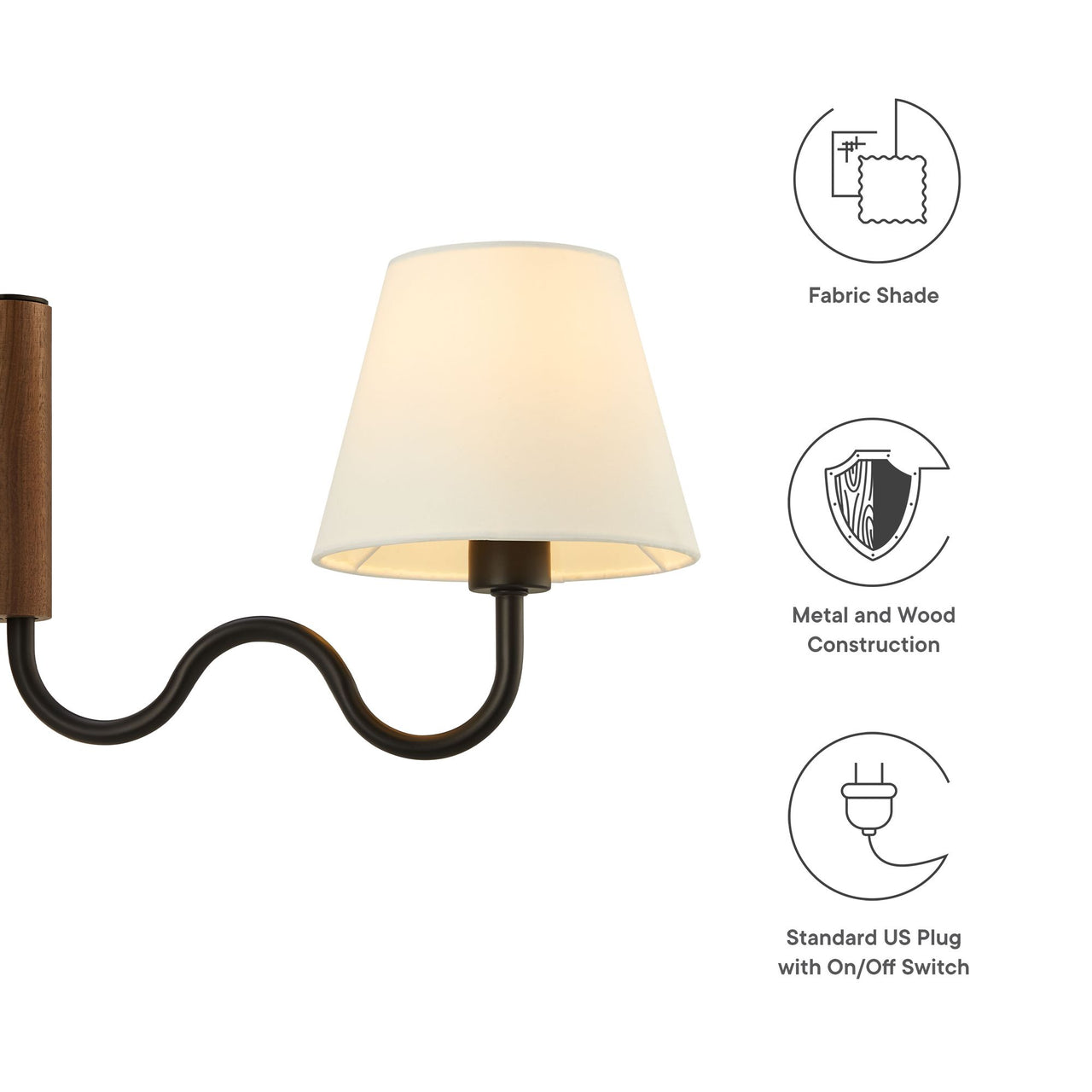 Rayleigh Elongated Wall Sconce, Walnut & Black