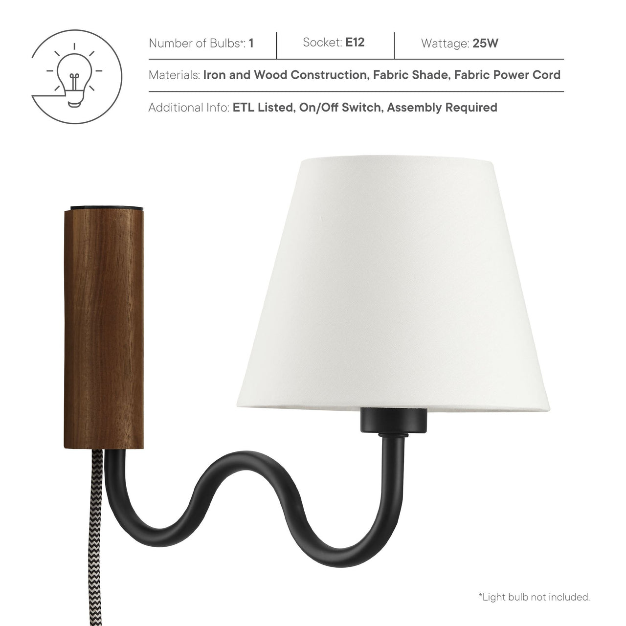 Rayleigh Elongated Wall Sconce, Walnut & Black