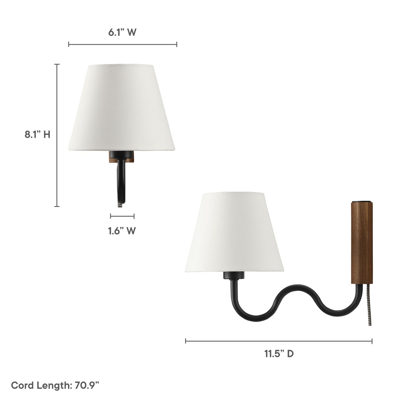 Rayleigh Elongated Wall Sconce, Walnut & Black