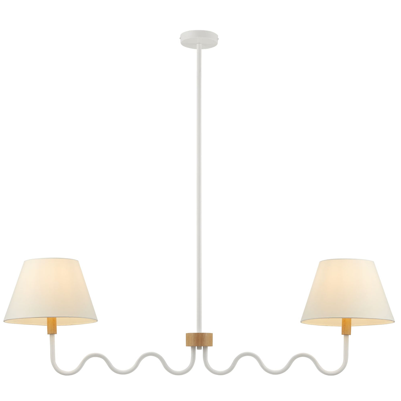 Rayleigh Pendant Light, Natural Wood & White