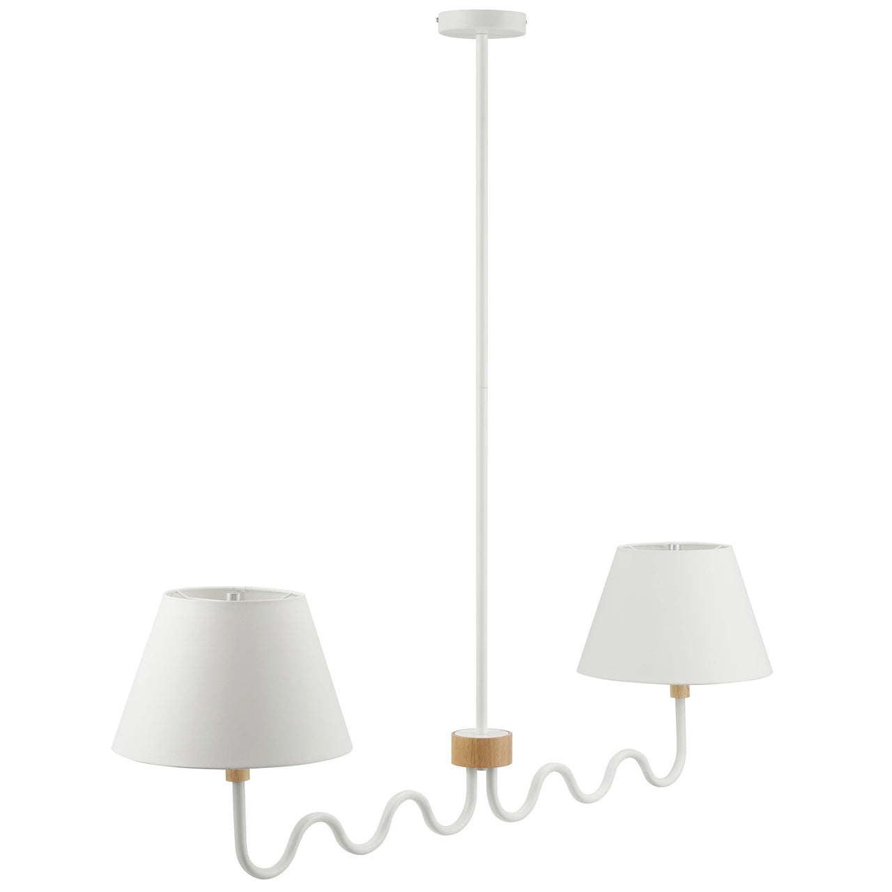 Rayleigh Pendant Light, Natural Wood & White