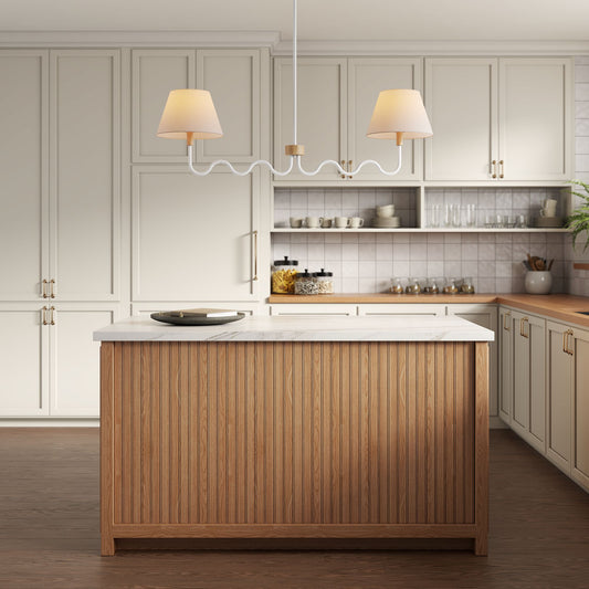 Rayleigh Pendant Light, Natural Wood & White
