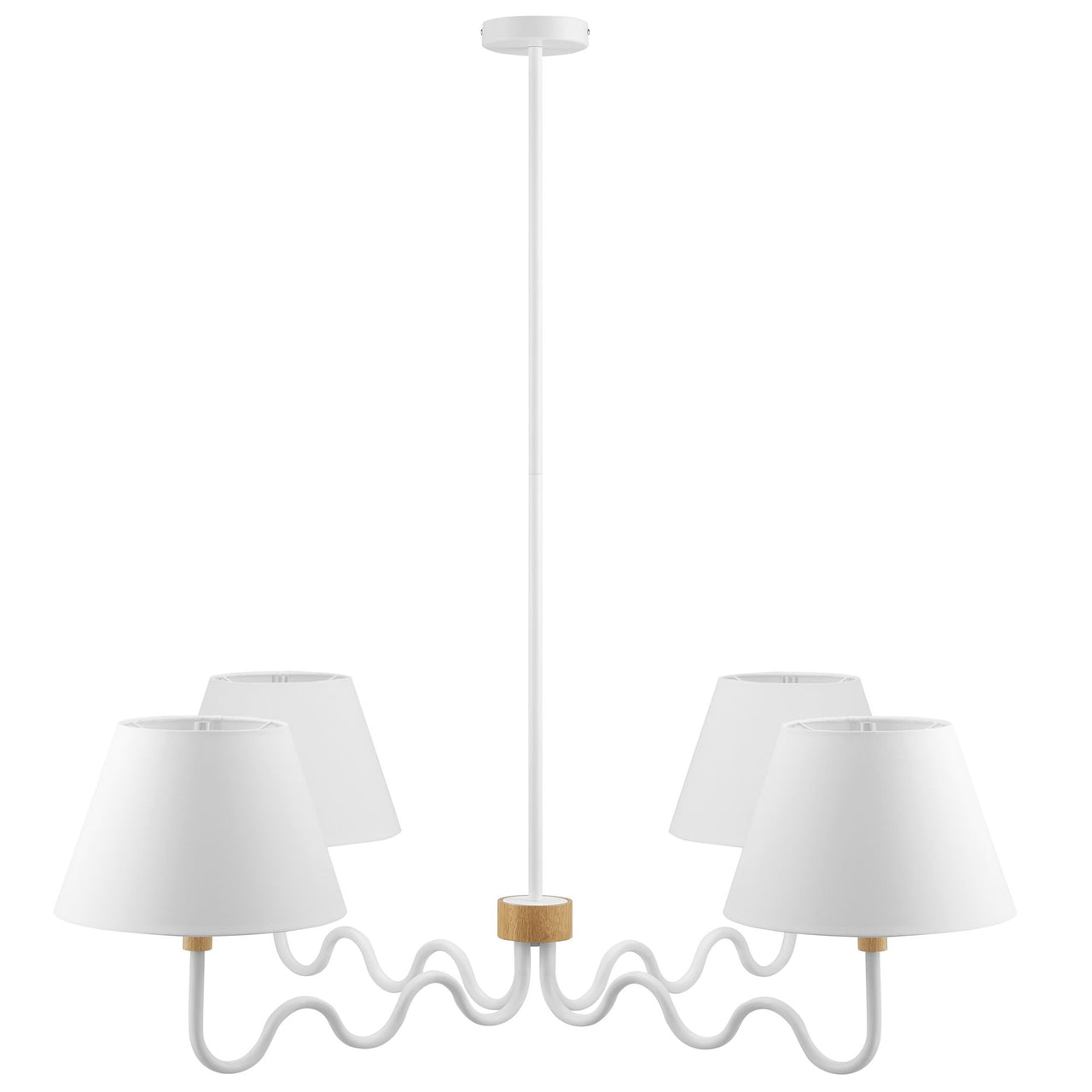 Rayleigh Chandelier, Natural Wood & White