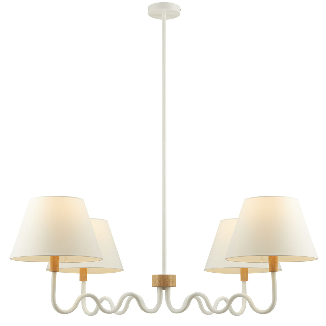 Rayleigh Chandelier, Natural Wood & White