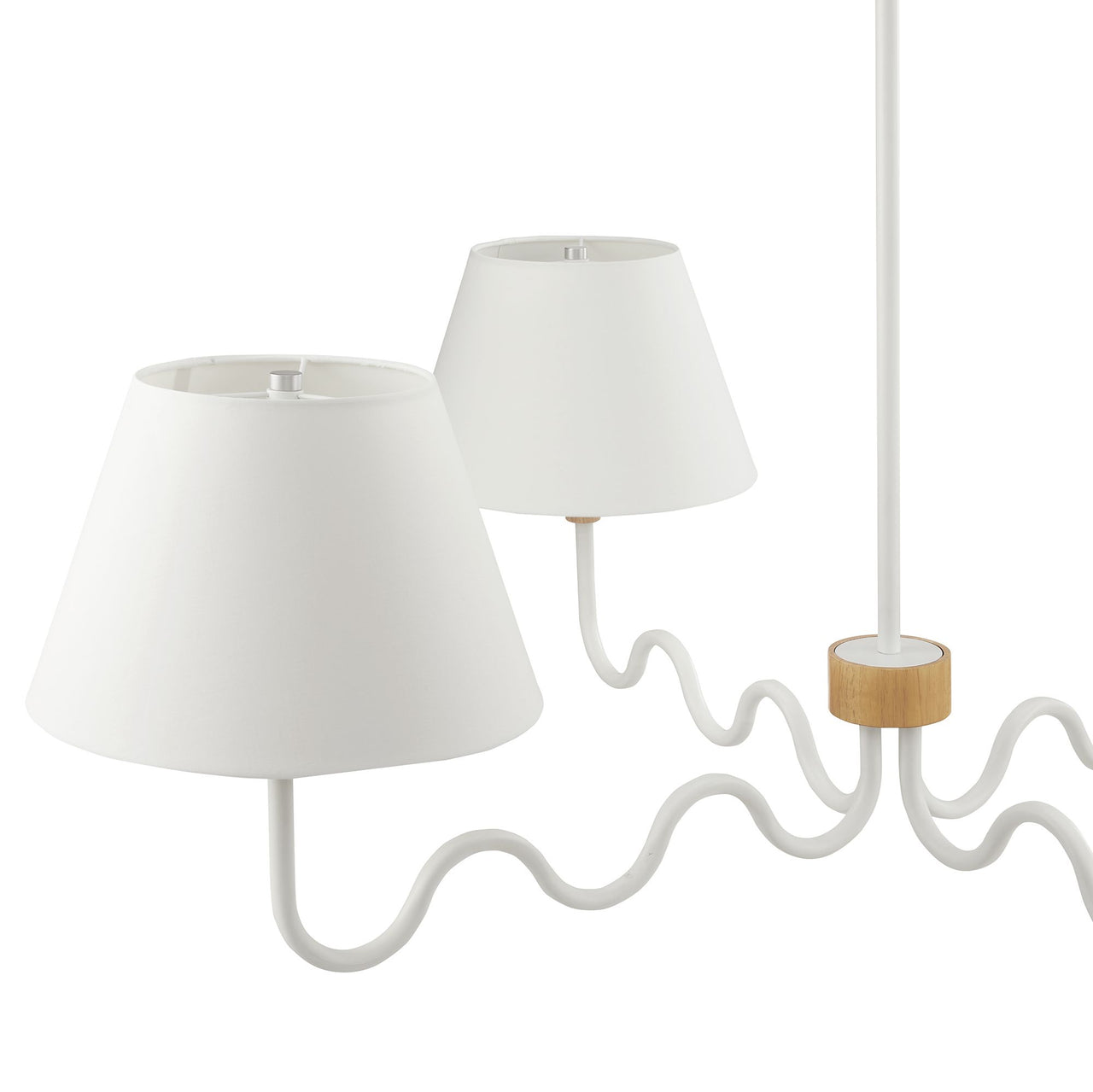 Rayleigh Chandelier, Natural Wood & White