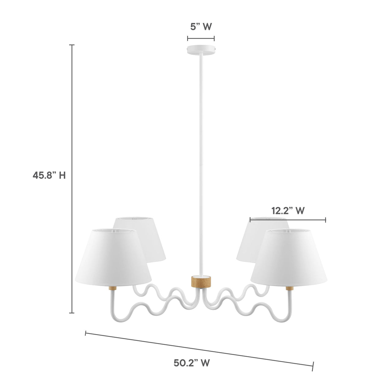 Rayleigh Chandelier, Natural Wood & White