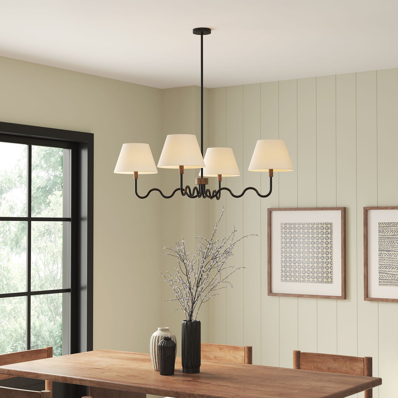 Rayleigh Chandelier, Walnut & Black