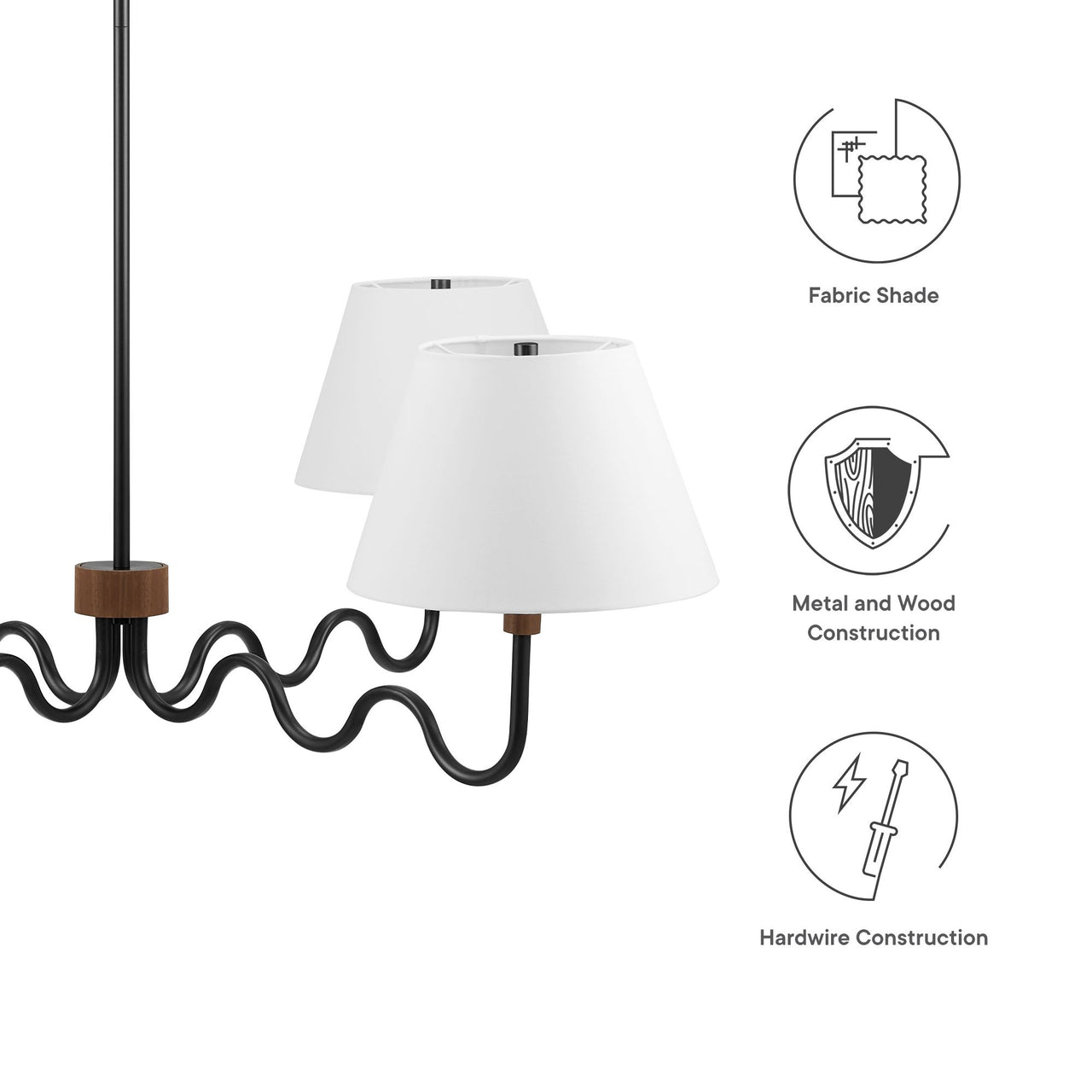 Rayleigh Chandelier, Walnut & Black