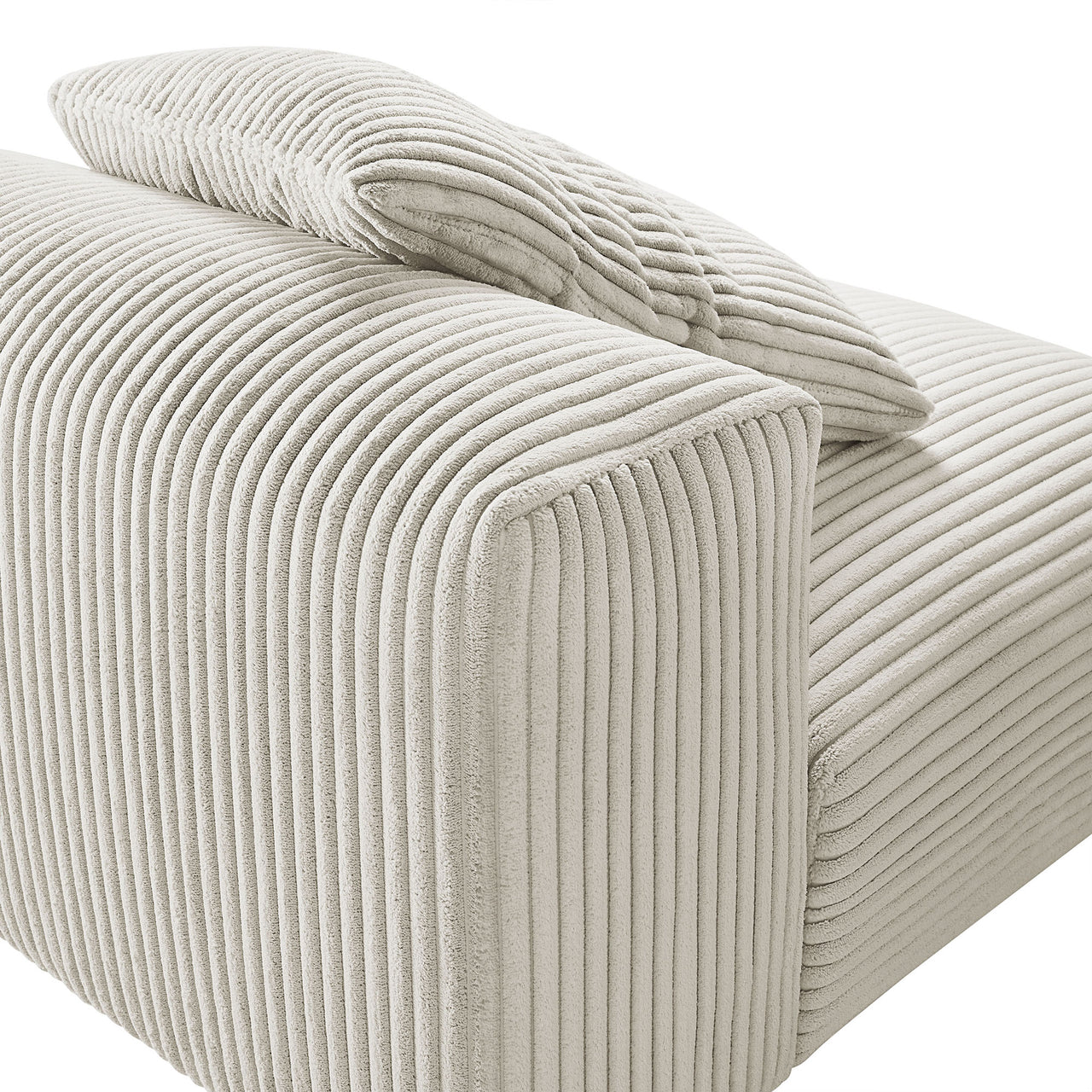 Leisure Corduroy Armless Chair | Modular Sectional Component, Almond