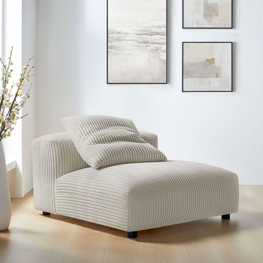 Leisure Corduroy Armless Chair | Modular Sectional Component, Almond