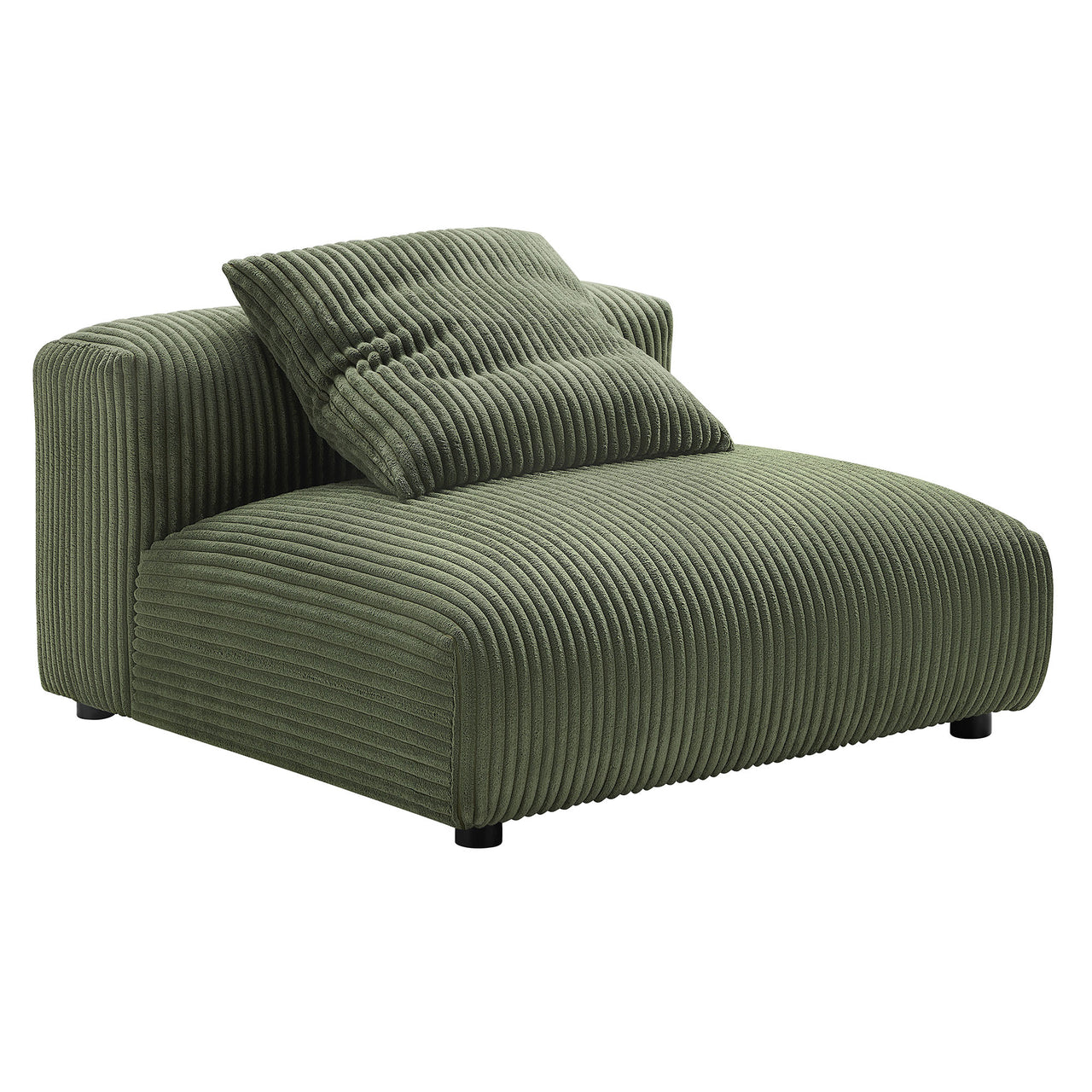 Leisure Modular Corduroy Armless Chair and Ottoman Set, Fern