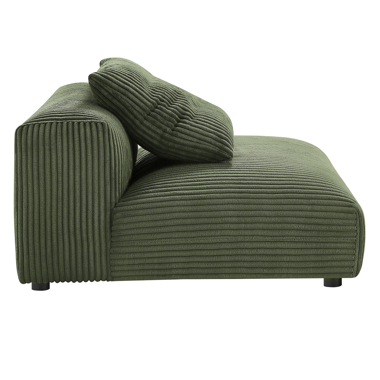 Leisure Modular Corduroy Armless Chair and Ottoman Set, Fern