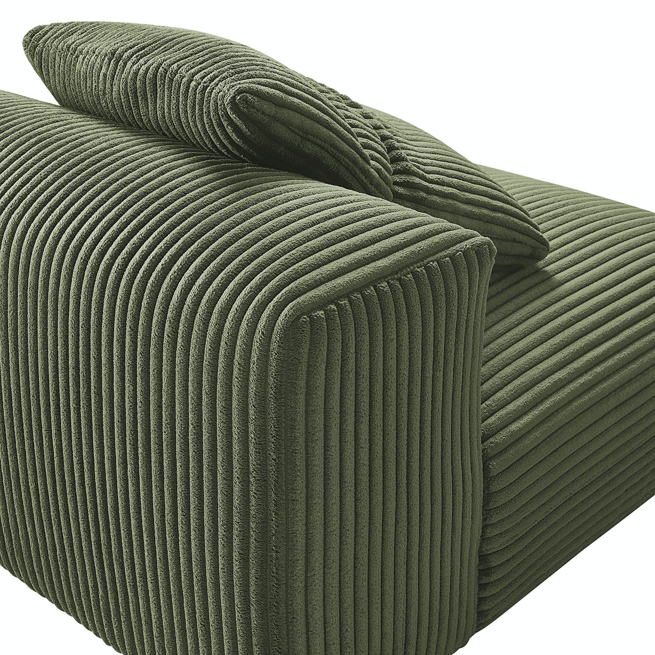 Leisure Corduroy Armless Chair | Modular Sectional Component, Fern