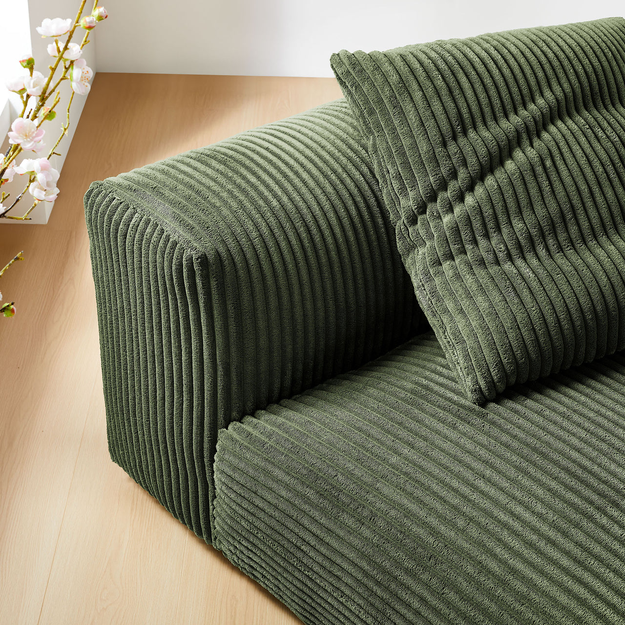 Leisure Corduroy Armless Chair | Modular Sectional Component, Fern