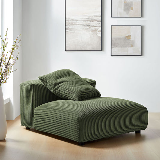 Leisure Corduroy Armless Chair | Modular Sectional Component, Fern