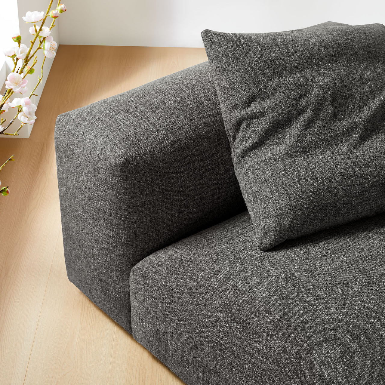 Leisure Fabric Armless Chair | Modular Sectional Component, Charcoal