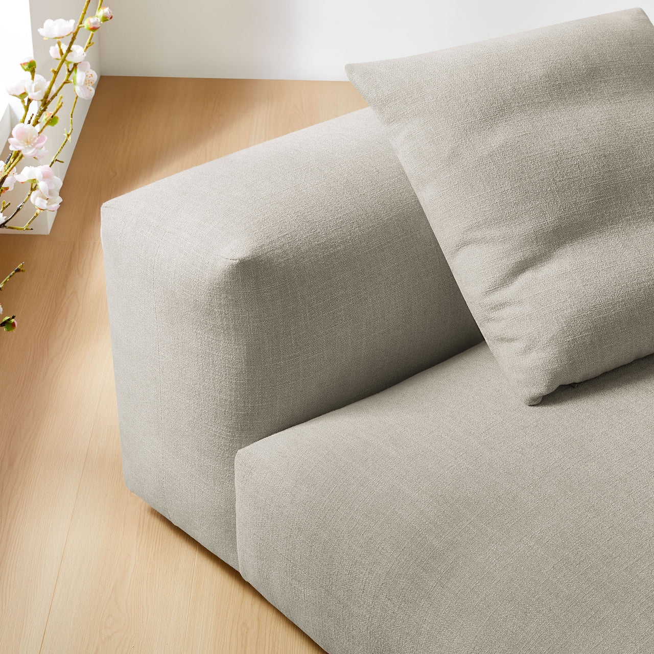 Leisure Fabric Armless Chair | Modular Sectional Component, Linen