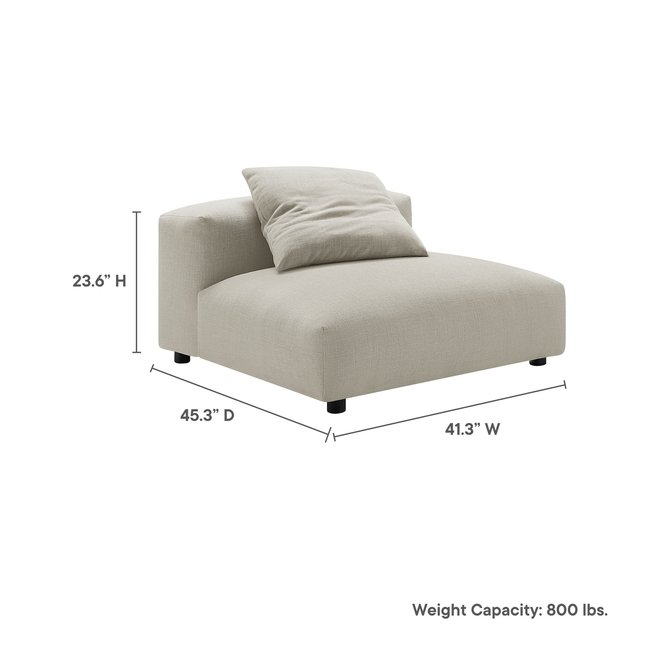 Leisure Fabric Armless Chair | Modular Sectional Component, Linen