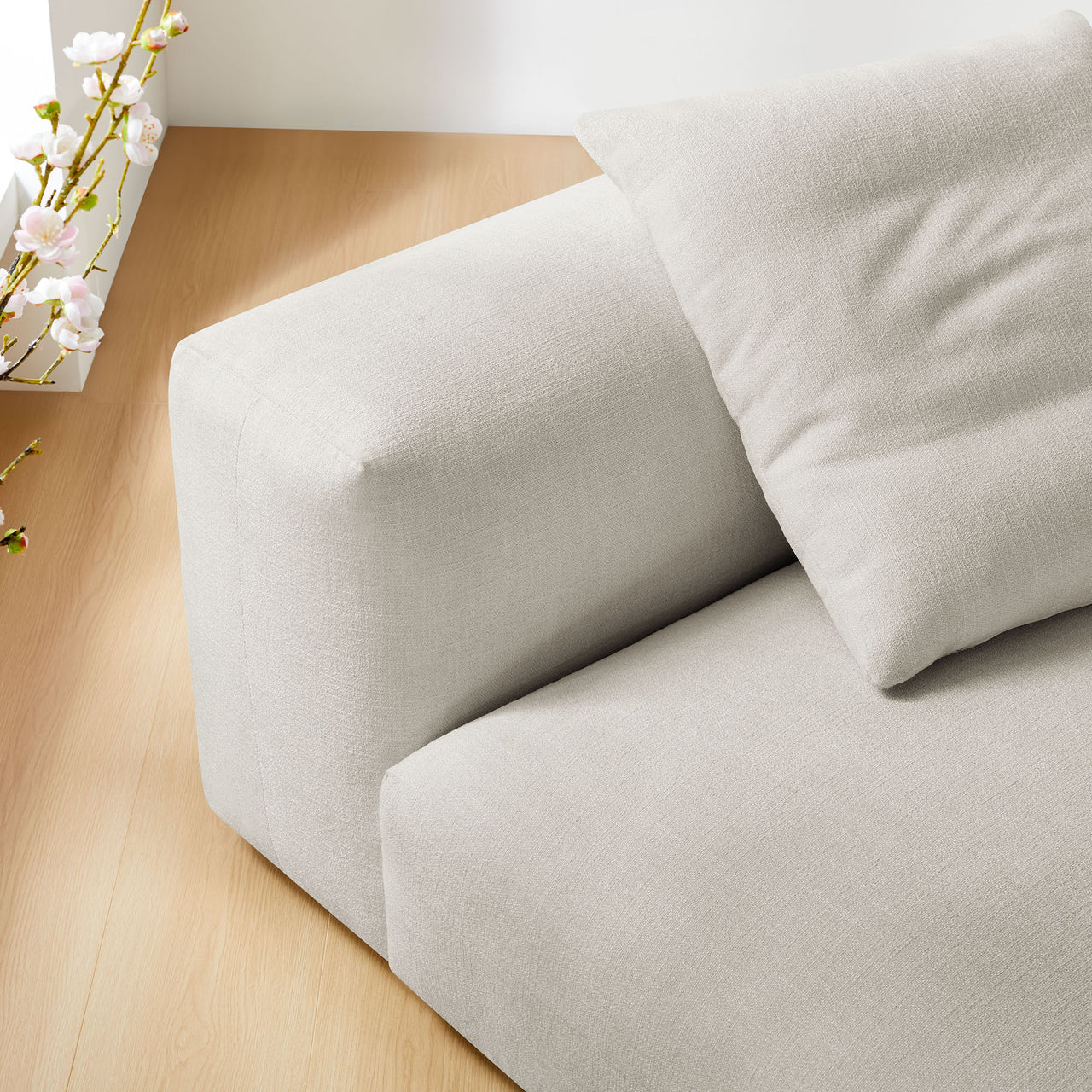 Leisure Fabric Armless Chair | Modular Sectional Component, Sand