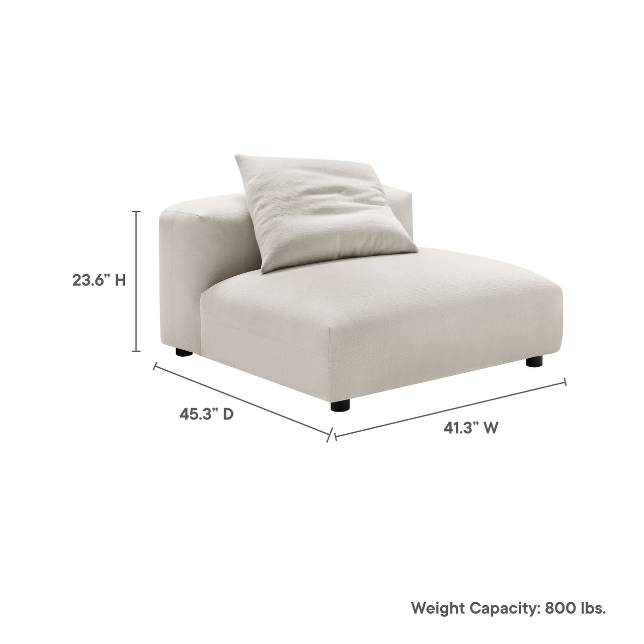 Leisure Fabric Armless Chair | Modular Sectional Component, Sand