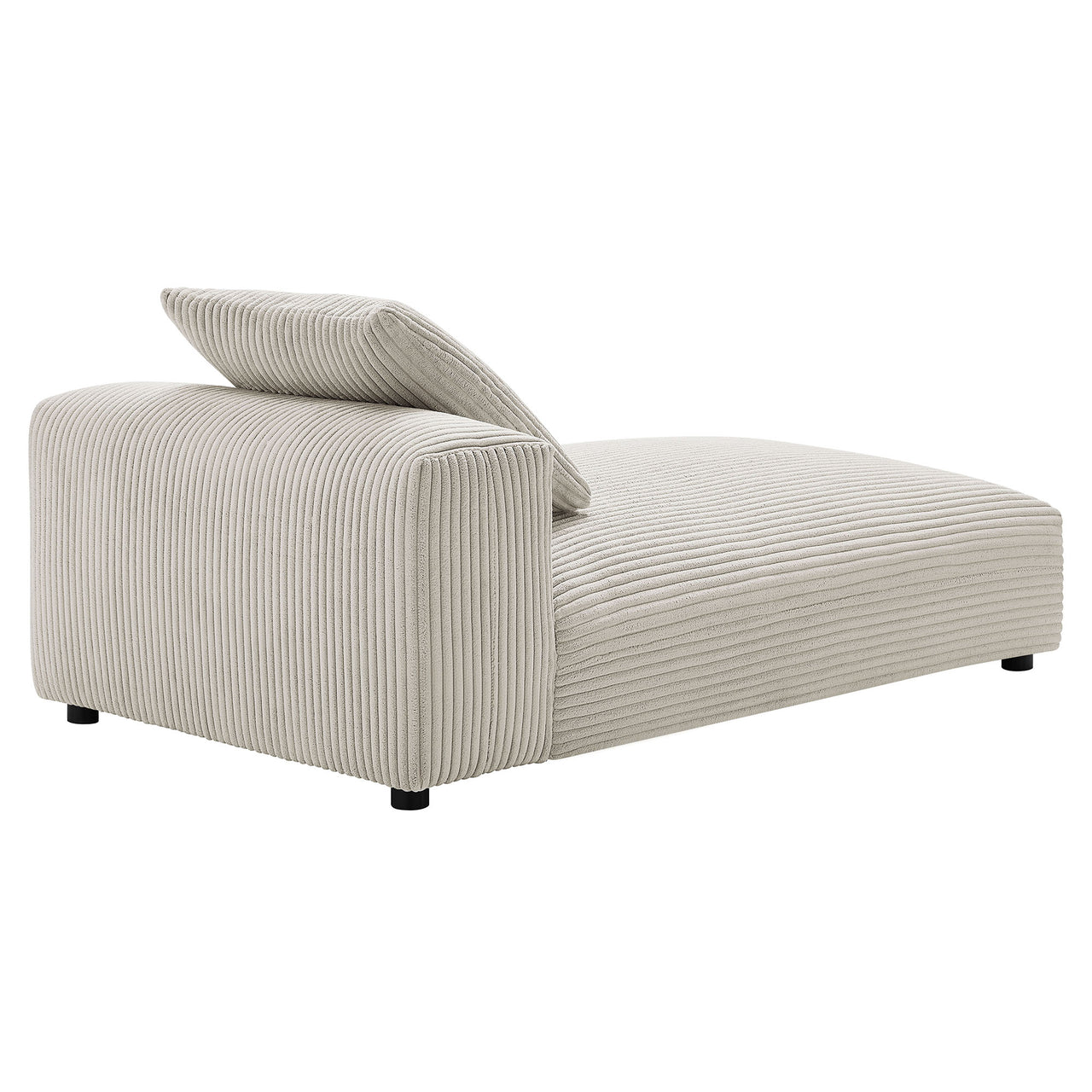 Leisure Corduroy Armless Chaise Lounge | Modular Sectional Component, Almond