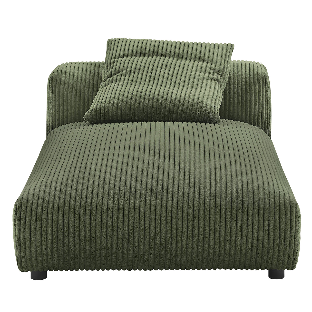 Leisure Corduroy Armless Chaise Lounge | Modular Sectional Component, Fern