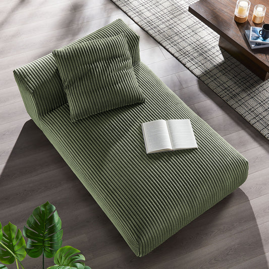 Leisure Corduroy Armless Chaise Lounge | Modular Sectional Component, Fern