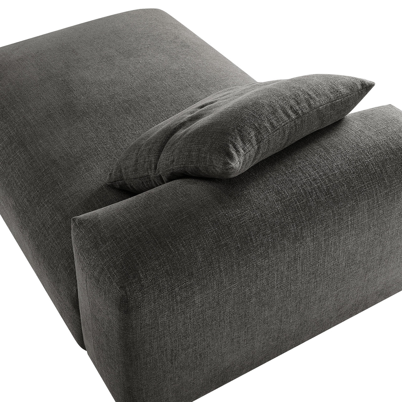 Leisure Fabric Armless Chaise Lounge | Modular Sectional Component, Charcoal