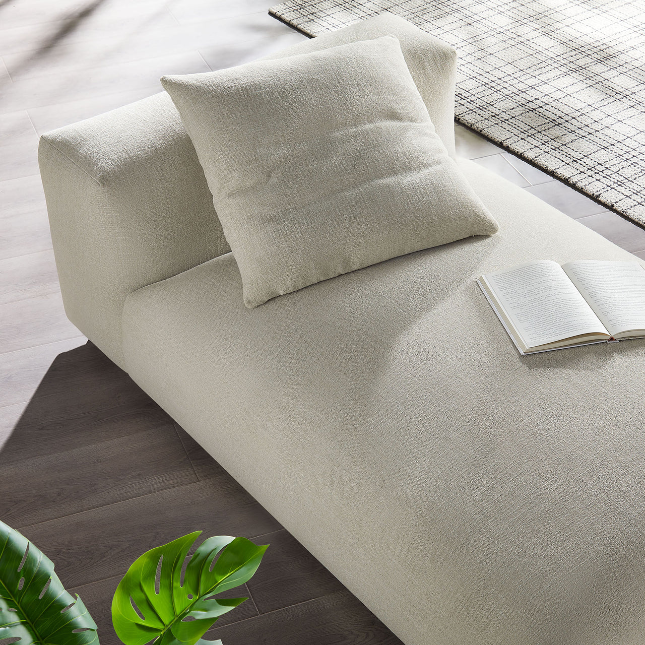 Leisure Fabric Armless Chaise Lounge | Modular Sectional Component, Linen