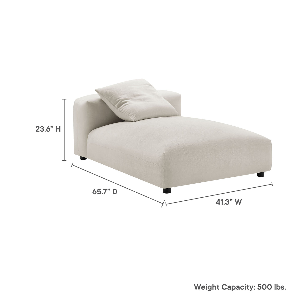 Leisure Fabric Armless Chaise Lounge | Modular Sectional Component, Sand