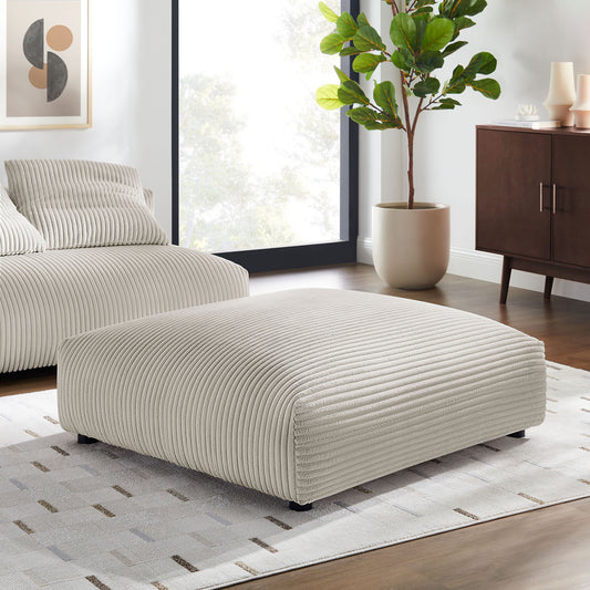 Leisure Corduroy Ottoman | Modular Sectional Component, Almond