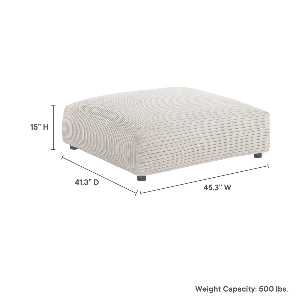 Leisure Corduroy Ottoman | Modular Sectional Component, Almond