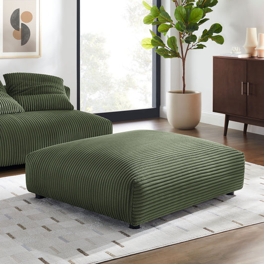 Leisure Corduroy Ottoman | Modular Sectional Component, Fern