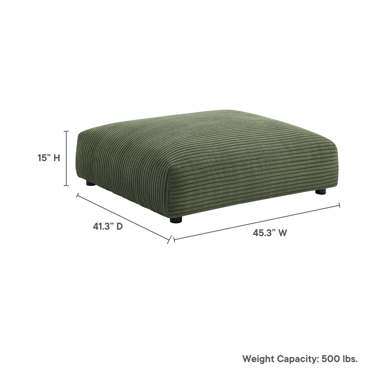 Leisure Corduroy Ottoman | Modular Sectional Component, Fern