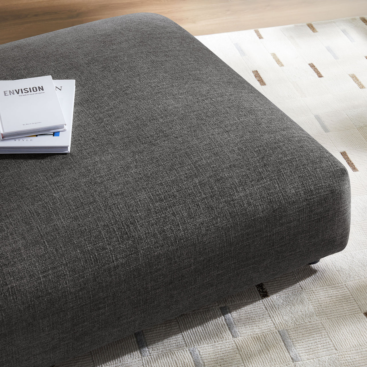 Leisure Fabric Ottoman | Modular Sectional Component, Charcoal