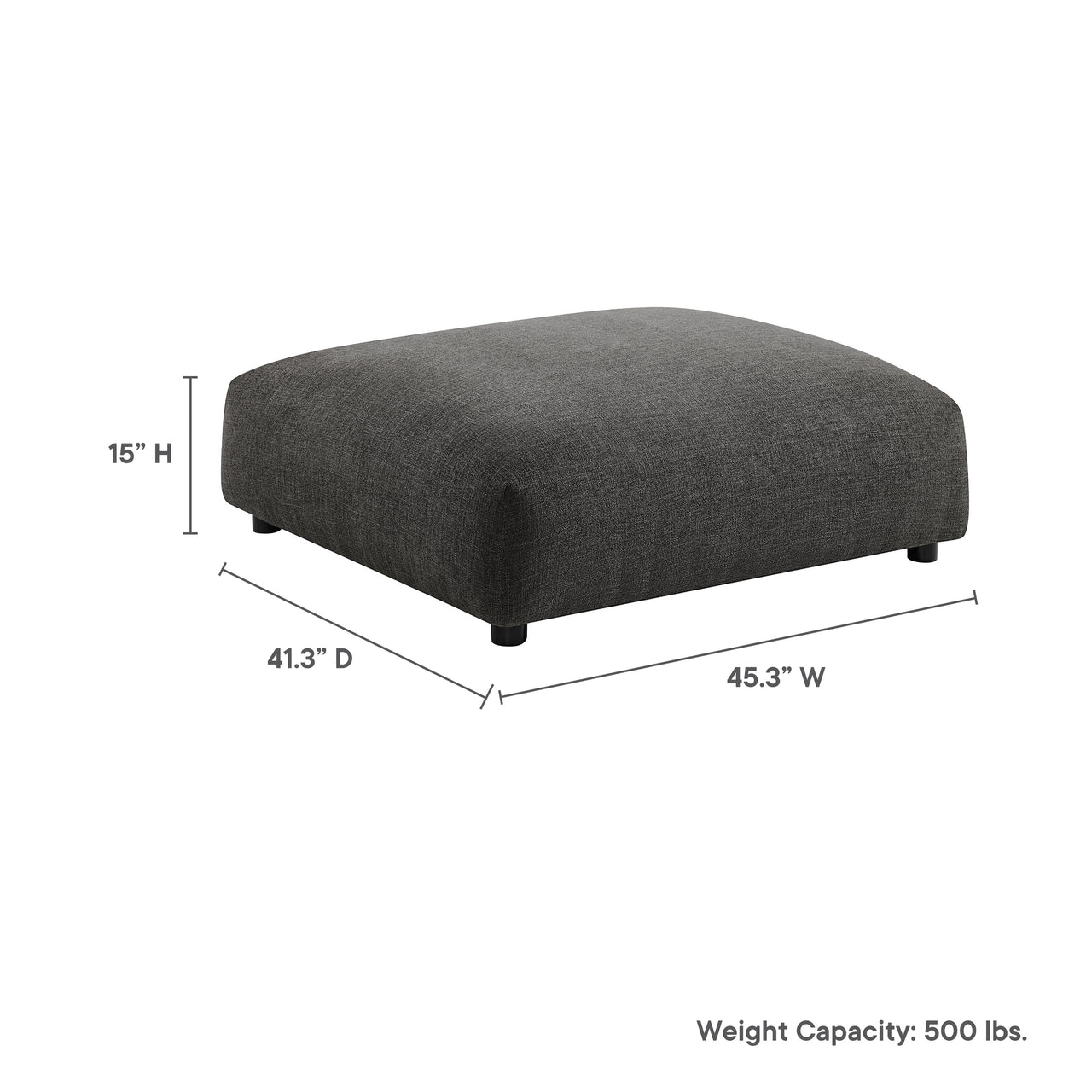 Leisure Fabric Ottoman | Modular Sectional Component, Charcoal